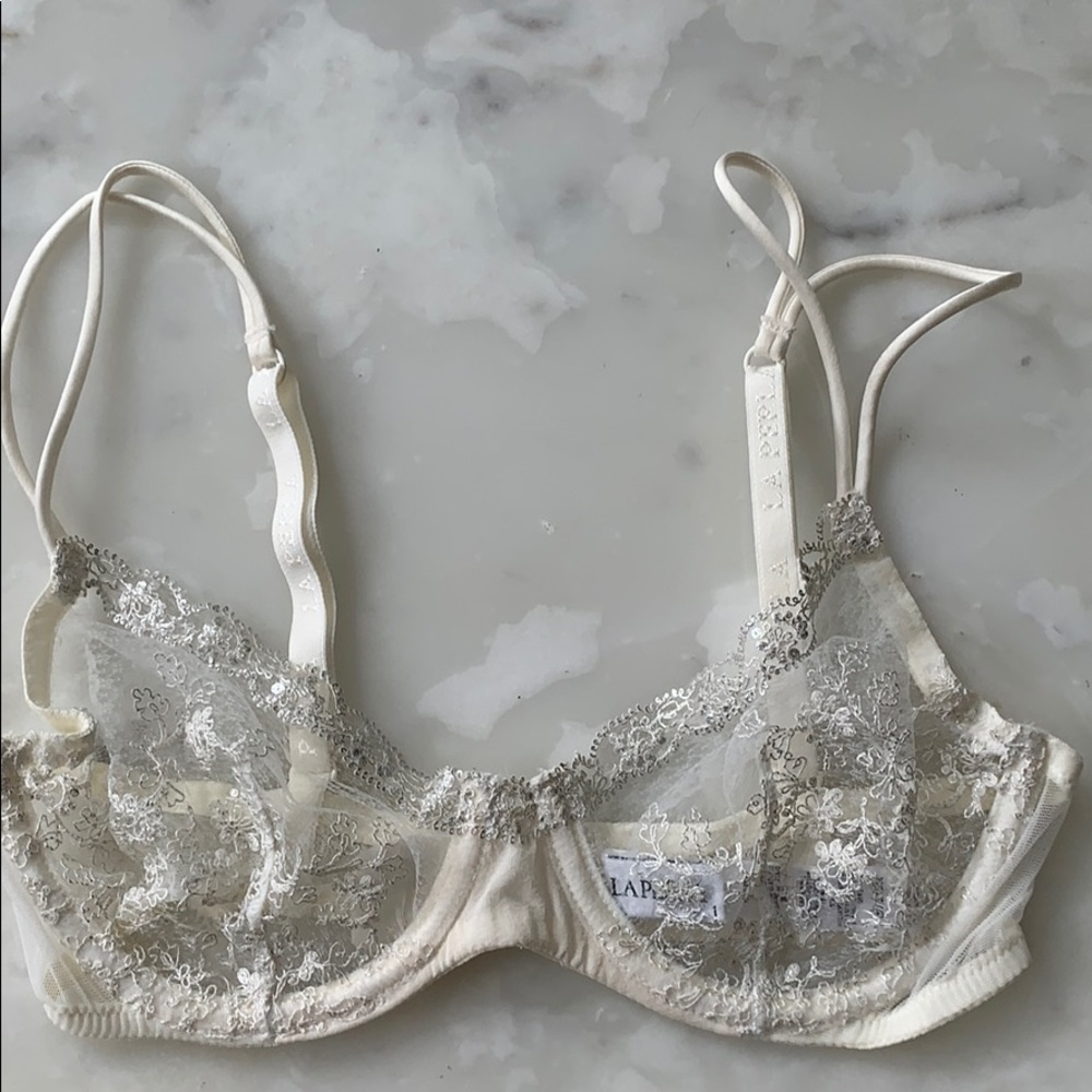La Perla white /silver lace bra